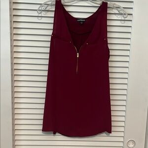 Express burgundy Sleeveless Tank Top with V-Neckline
